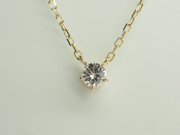 キラキラ!無色透明!極上良質天然ダイヤモンドネックレスK18YG D0.14ct