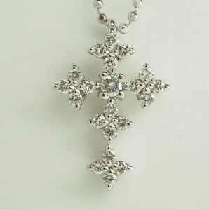 ●VENDOME AOYAMA ヴァンドーム青山 素敵なクロス天然ダイヤモンドネックレス K18WG D0.22ct