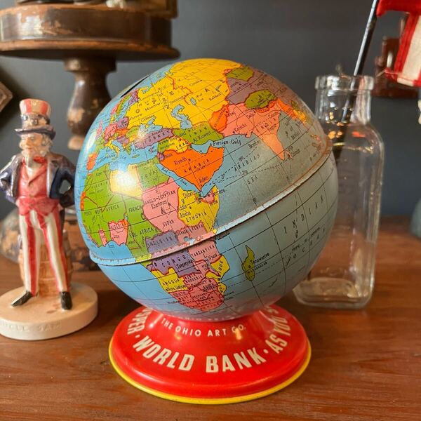 【vintage】地球儀 貯金箱 コインバンク アドバタイジング 店舗什器 antiques アンティーク 古着 US 店舗什器 古道具 vintage