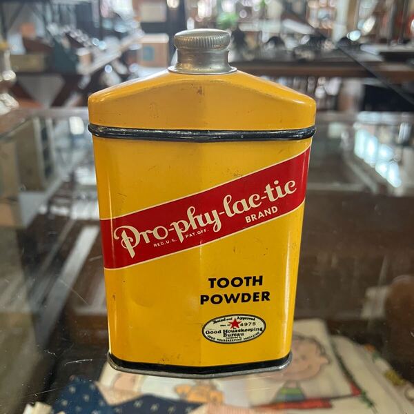 【antique】 Pro-phy-lac-tic 歯磨き粉 店舗什器 antiques アンティーク 古着 US 店舗什器 古道 vintage TIN 缶
