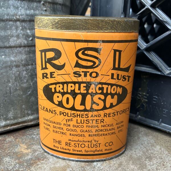 【vintage】ビンテージ缶 RSL POLISH TIN缶 店舗什器 antiques アンティーク 古着 US 店舗什器 古道具 vintage