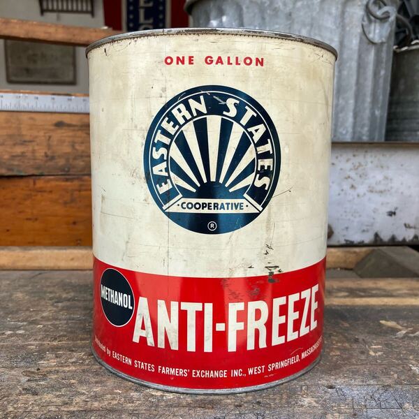 【vintage】ANTI-FREEZE tin缶 オイル缶 ガレージ ガロン缶 店舗什器 antiques アンティーク 古着 US 店舗什器 古道具 vintage