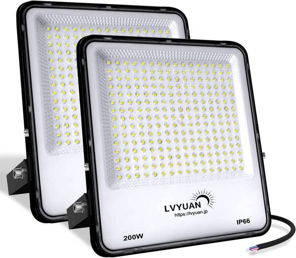 【未使用品】LVYUAN(リョクエン) 【超爆光 超軽量、薄型 PC素材】200W LED 投光器 入力電圧:AC 85-265V、100/200V対応可能 屋外 作業灯