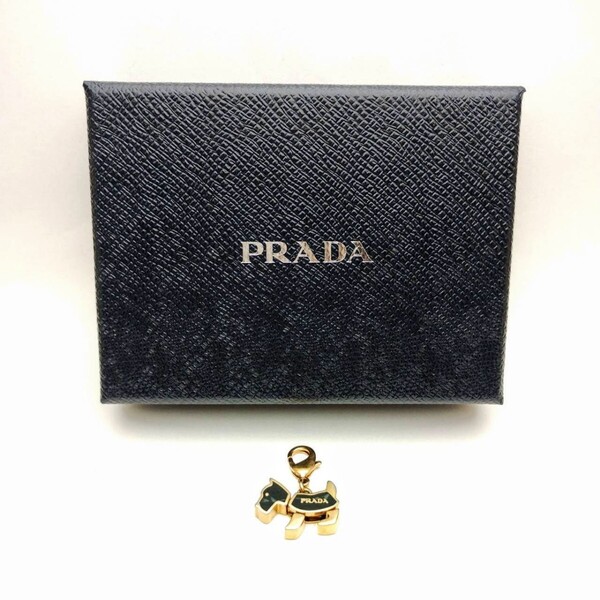 PRADA プラダ チャーム キーホルダー キーフック キーリング 犬 イヌ ドッグ 箱付き メモ▲A7