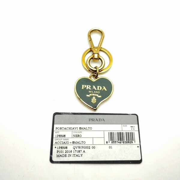 チャーム PRADA プラダ キーリング ハート キーホルダー カード付き メモA10▲