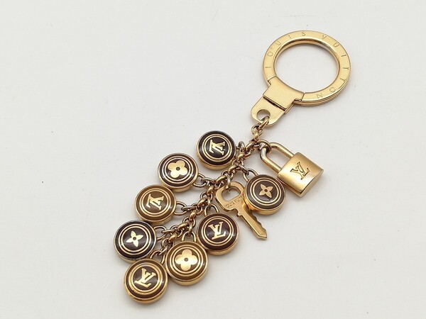LOUIS VUITTON キーホルダー ポルトクレバスティーユ M65387 ゴールド チャーム ストラップ ルイヴィトン バッグチャーム