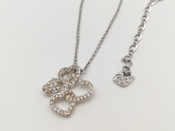 美品 SWAROVSKI ネックレス ハート クリスタル シルバー ペンダント スワロフスキー