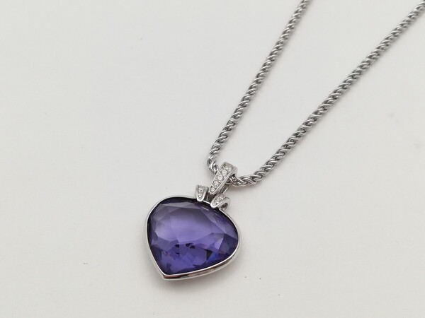 美品 SWAROVSKI ネックレス クリスタル シルバー パープル ペンダント スワロフスキー