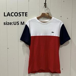 ラコステ LACOSTE Tシャツ メンズ 半袖 トップス レッド ホワイト