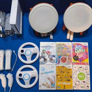 任天堂Wii 太鼓の達人 マリオカート ジャストダンス2 音ゲーセット任天堂 送料無料 動作品 タタコン ヌンチャク wiiリモコン