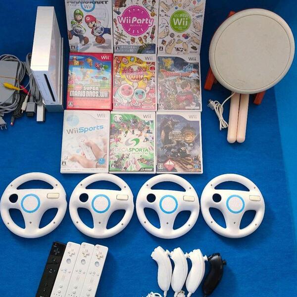 任天堂Wii ハンドル 本体 マリオカート 太鼓の達人 ブリーチ マリブラ 任天堂 送料無料 動作品 まとめて ヌンチャク wiiリモコン