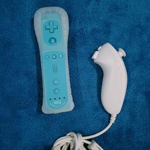 送料無料☆ 動作品☆任天堂 純正 Wiiリモコンプラス ヌンチャク ジャケットセット ブルー 青