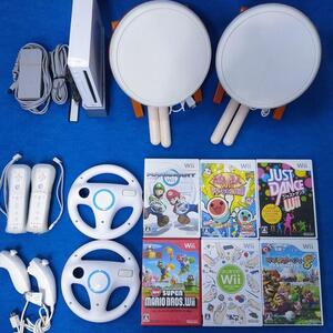 任天堂 太鼓の達人2代目 マリオカートWii ジャストダンス マリオパーティ8任天堂 送料無料 動作品 まとめて ヌンチャク wiiリモコン