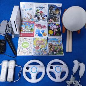 Wii マリオカート 太鼓の達人 カラオケ マイク マリオパーティ8 セット任天堂 送料無料 動作品 まとめて ヌンチャク wiiリモコン