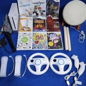 任天堂 2人で遊ぶ Wii マリオカート 太鼓の達人 カラオケ マイク付セット任天堂 送料無料 動作品 まとめて ヌンチャク wiiリモコン