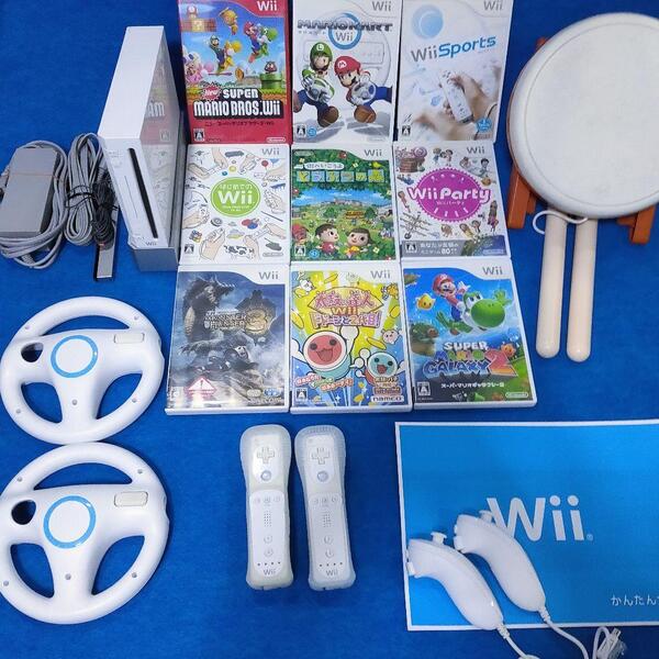 豪華任天堂 Wii 太鼓の達人 マリオカート どうぶつの森 人気ソフト9本任天堂 送料無料 動作品 まとめて ヌンチャク wiiリモコン