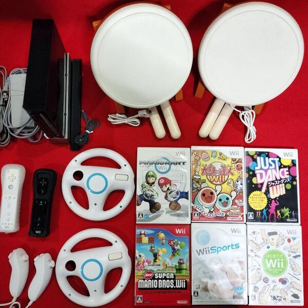 任天堂 タタコン wiiリモコンカバー wiiハンドル wii本体黒 マリオカート wiiスポーツ ジャストダンス ヌンチャク