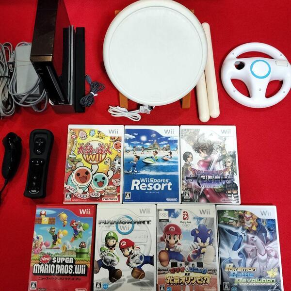Wii本体セット Wiiリモコンプラス 太鼓の達人 wiiハンドル ヌンチャク ドラクエ newスーパーマリオブラザーズ 北京オリンピック