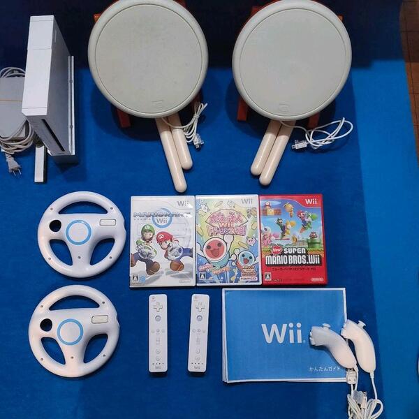 任天堂 2人で遊ぶマリオカートWiiハンドル 太鼓の達人 タタコン wiiリモコン 説明書