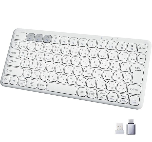 Ewin キーボード Bluetooth ワイヤレス 無線 2.4GHz(USBレシーバー付属)コンパクト Type-C充電式 JIS基準 日本語配列 静音 薄型