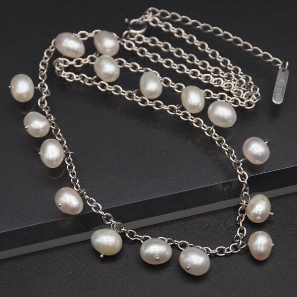 A031 YUKI TORII ユキトリイ SILVER925刻印 ネックレス 淡水真珠 パール チェーン デザイン シルバー 6月誕生石