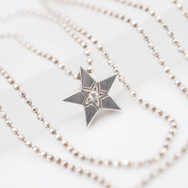A577 スタージュエリー Star ダイヤモンド 0.01ct STERLING 925刻印 ペンダント ネックレス スター デザイン シルバー 4月誕生石