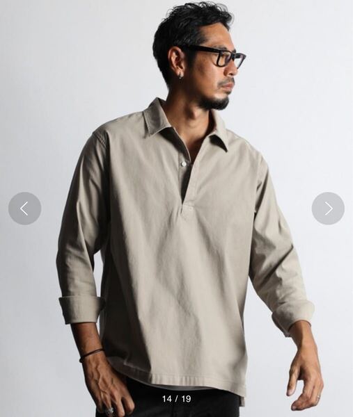 ★ The DUFFER of ST.GEORGE GARMENT-DYE SKIPPER SHIRT:製品染め ニュアンスカラー スキッパーシャツ L