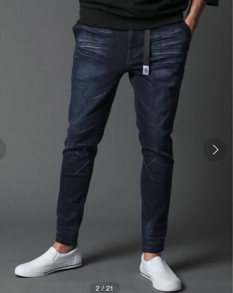 ☆ The DUFFER of ST.GEORGE RE PET VERTICAL STRETCH DENIM:サステナブル リサイクルデニム 立体裁断イージーデニムパンツ L