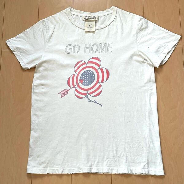Lサイズ【レミレリーフ】Tシャツ ユーズド加工 REMI RELIEF GO HOME ダメージ加工 オフホワイト 半袖Tシャツ
