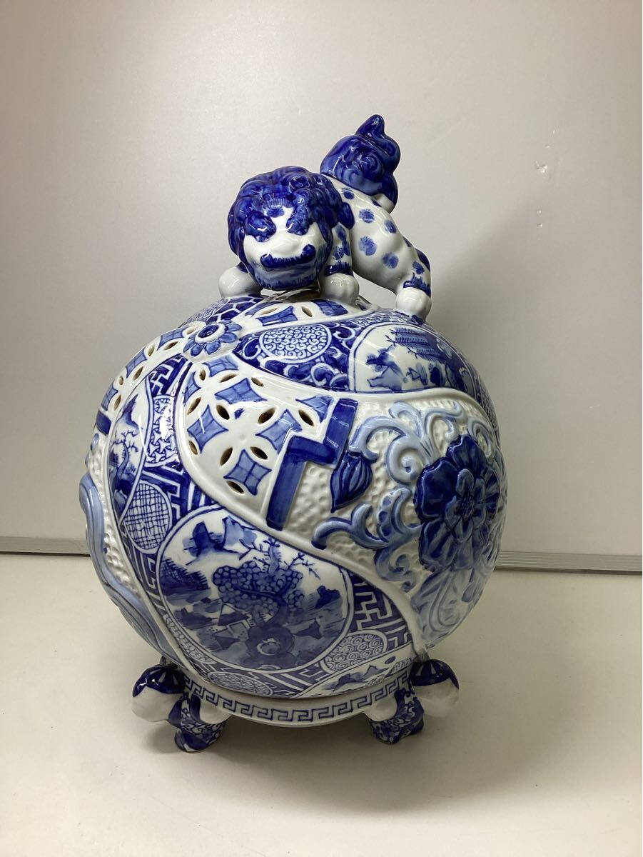 香炉 染付 獅子摘 Yahoo!オークション -「香炉 獅子」(染付) (骨董陶磁器一般)の