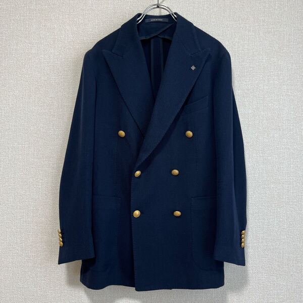 【高級】TAGLIATORE ダブルブレザー ホップサック ネイビー 50 紺ブレ