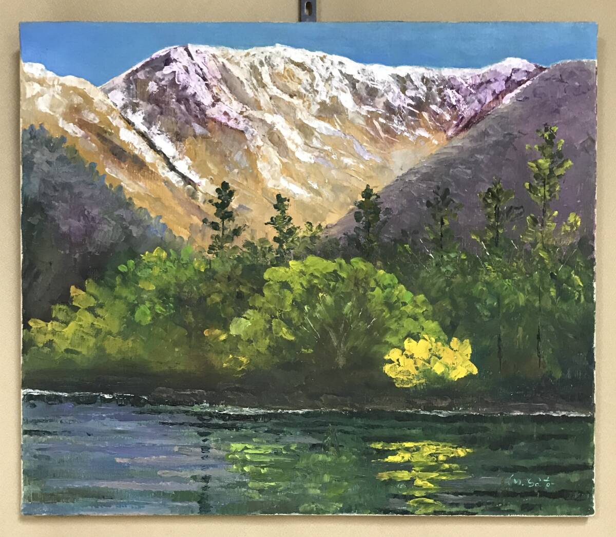 油絵 原画  上高地の風景 写実画 サイン入り Yahoo!オークション -「上高地 絵画」(油彩) (絵画)の落札相場