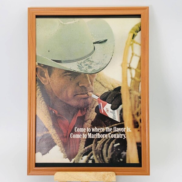 『 マルボロ 煙草 ( Marlboro )』ビンテージ 広告 60年代 フレーム 付 ポスター 当時物 額付 LIFE 雑誌 アンティーク