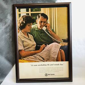 『 ベル システム 』ビンテージ広告 1960年代 当時物 B4 フレーム付 LIFE 雑誌 広告 ポスター 額付 アンティーク Bell System