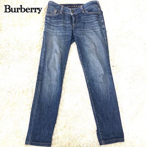【極美品】BURBERRY LONDON バーバリー ロンドン デニムパンツ ジーンズ ストレート ノバチェック ノヴァチェック 濃紺 38サイズ M