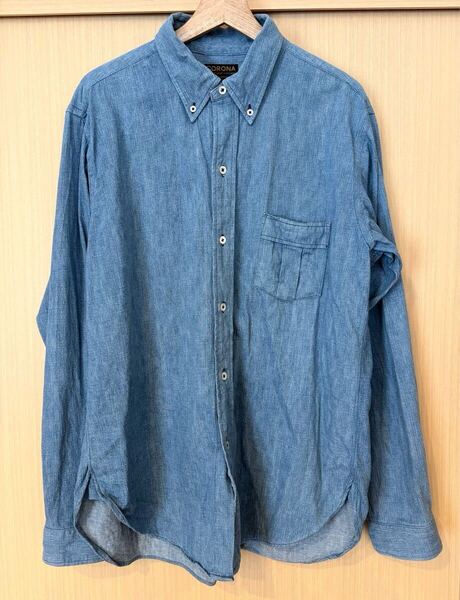 XL コロナ CORONA 長袖シャツ ブルー 青 ワークシャツ POST OVERALLS OALLS ポストオーバーオールズ