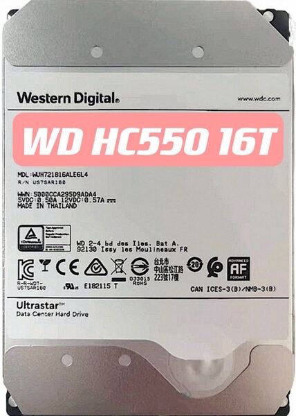 大容量HDD WD 16TB HDD HC550 3.5インチ 7200rpm NAS データバックアップ CRM
