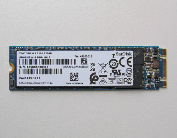 ★送料無料★ SSD M.2 128GB★ 5659時間 ★ SanDisk ★ X600 SD9SN8W-128G-1016 ★