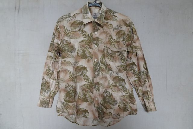21774　PAO CLUB メンズ　長袖柄シャツ　モスグリーン　サイズＬ 21774 PAO CLUB メンズ 長袖柄シャツ モスグリーン サイズL