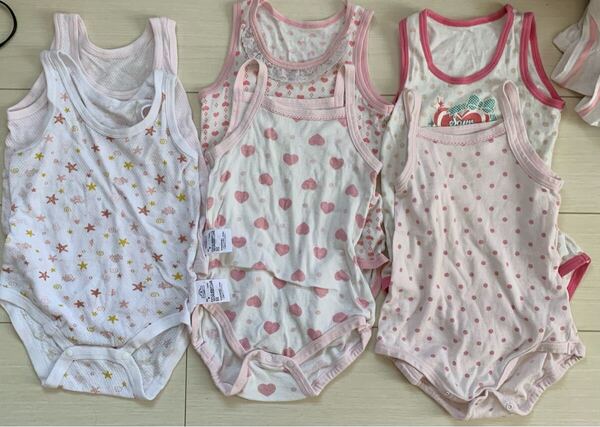 夏用 ロンパース 肌着 6着 90cm 95cm 綿100 キャミソール タンクトップ ベビー服 子供服 ベビー ノースリーブロンパース 女の子 女児 中古