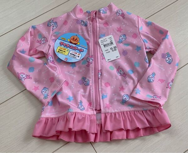 新品 タグ付き 80cm ドキンちゃん コキンちゃん ラッシュガード 水着 キャラクター 女児 幼児 UV対策 ピンク ベビー アンパンマン