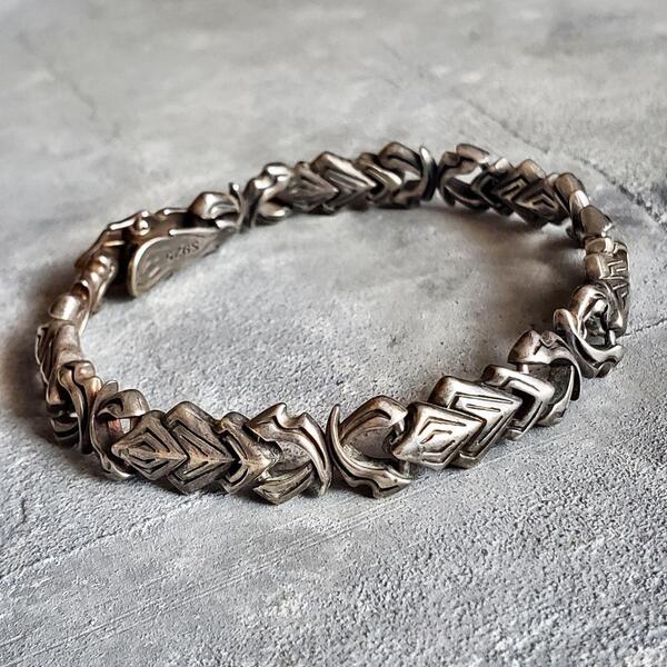 ヴィンテージ VINTAGE シルバー925 エッジアート チェーン ブレスレット アンティーク SILVER