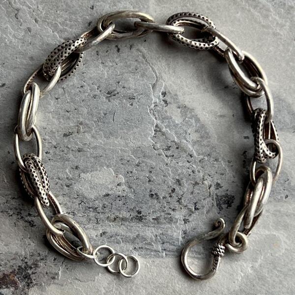 ヴィンテージ VINTAGE シルバー Sフック ツイン チェーン ブレスレット 925 刻印 アンティーク SILVER