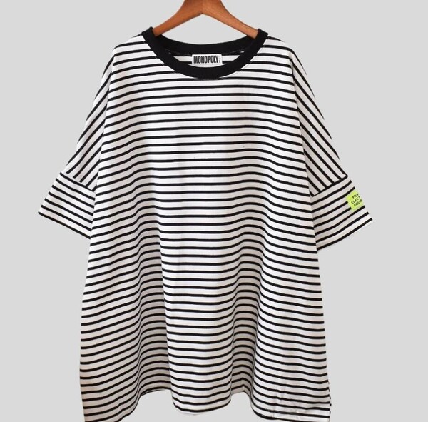 レディース tシャツ ボーダー ドロップショルダー ビッグシルエット 半袖