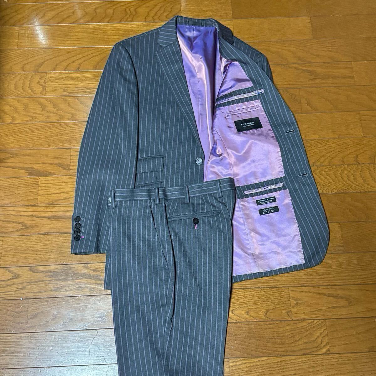 【極美品】バーバリーブラックレーベル　XL　スーツ上下　ネイビー　ストライプ Yahoo!オークション -「バーバリー ブラックレーベル スーツ s
