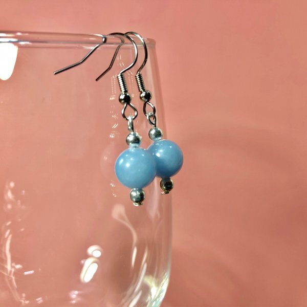 エンジェライト ピアス 一粒フックピアス 10mm (シルバー) イヤリング 樹脂フック変更可 樹脂ピアス シンプル パワーストーン 天然石