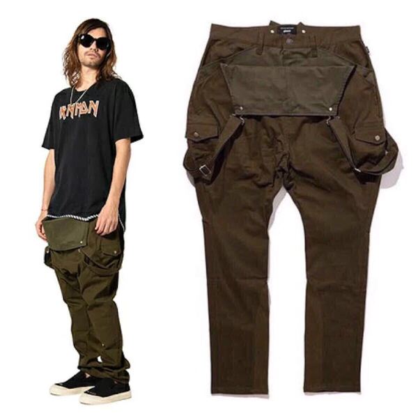 美品/S〜Mサイズ/定価 32,450円/グラム glamb/シモンセミオーバーオール/ジョッパーズ/ワイドパンツ/つなぎ/オールインワン/①