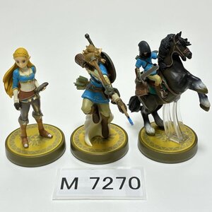 M7270 ●中古 美品 即決●amiibo ゼルダ + リンク弓 + リンク騎乗 セット (姫 アミーボ ゼルダの伝説 ブレスオブザワイルド) ●