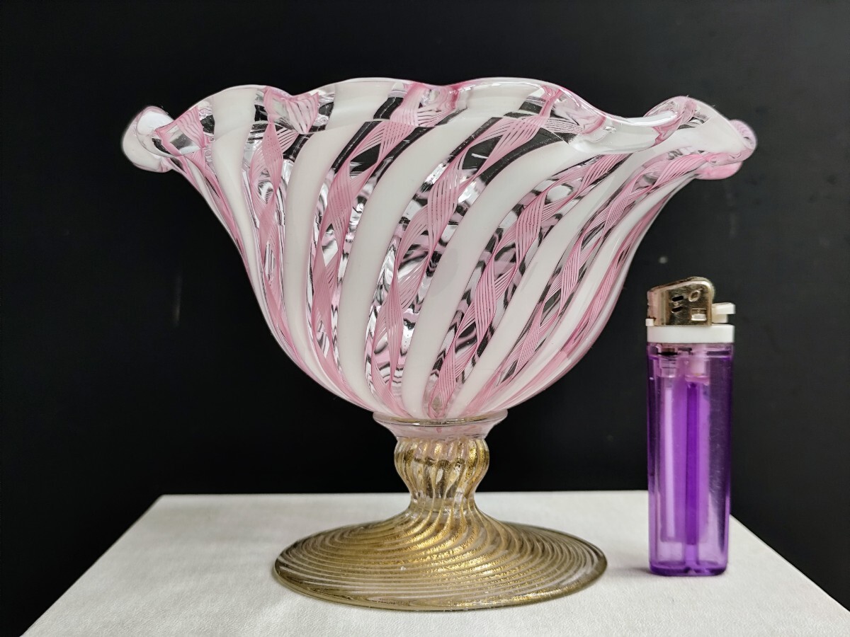 MURANO ムラノ ベネチアングラス レース コンポート Yahoo!オークション -「ベネチアングラス コンポート」の落札