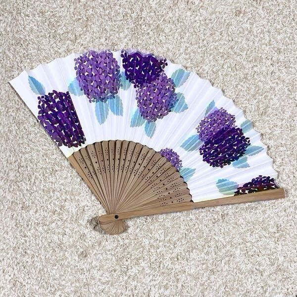 扇子 紫陽花 花柄 和柄 和服小物 日本土産 新品未使用 おみやげや花火大会にも